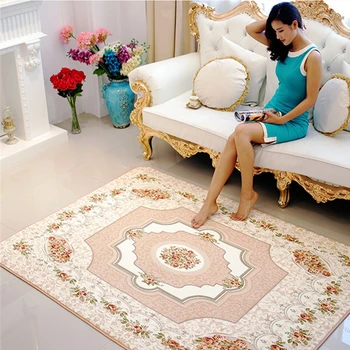 

190x280cm Rose Flower Carpets Luxury Europe pastoral Living Room Big Carpet Yoga Mat Sofa Doormat Area Large baby Rug for Home