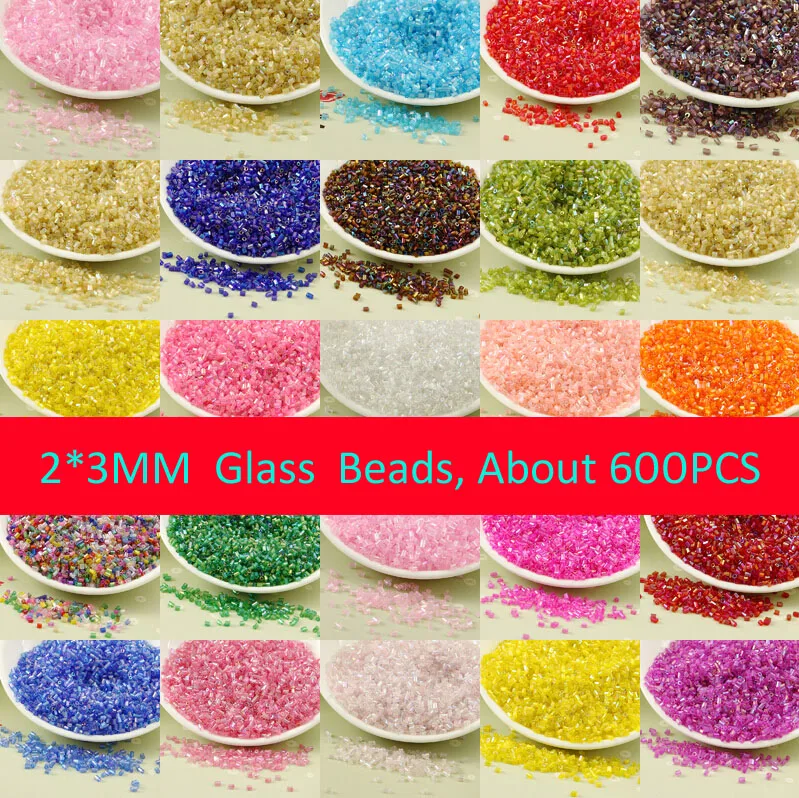 

Free Shipping 600PCS Jewelry Making DIY 2*3mm Czech Glass Tube Seed Spacer Beads tiny pendant beading glass tube beads