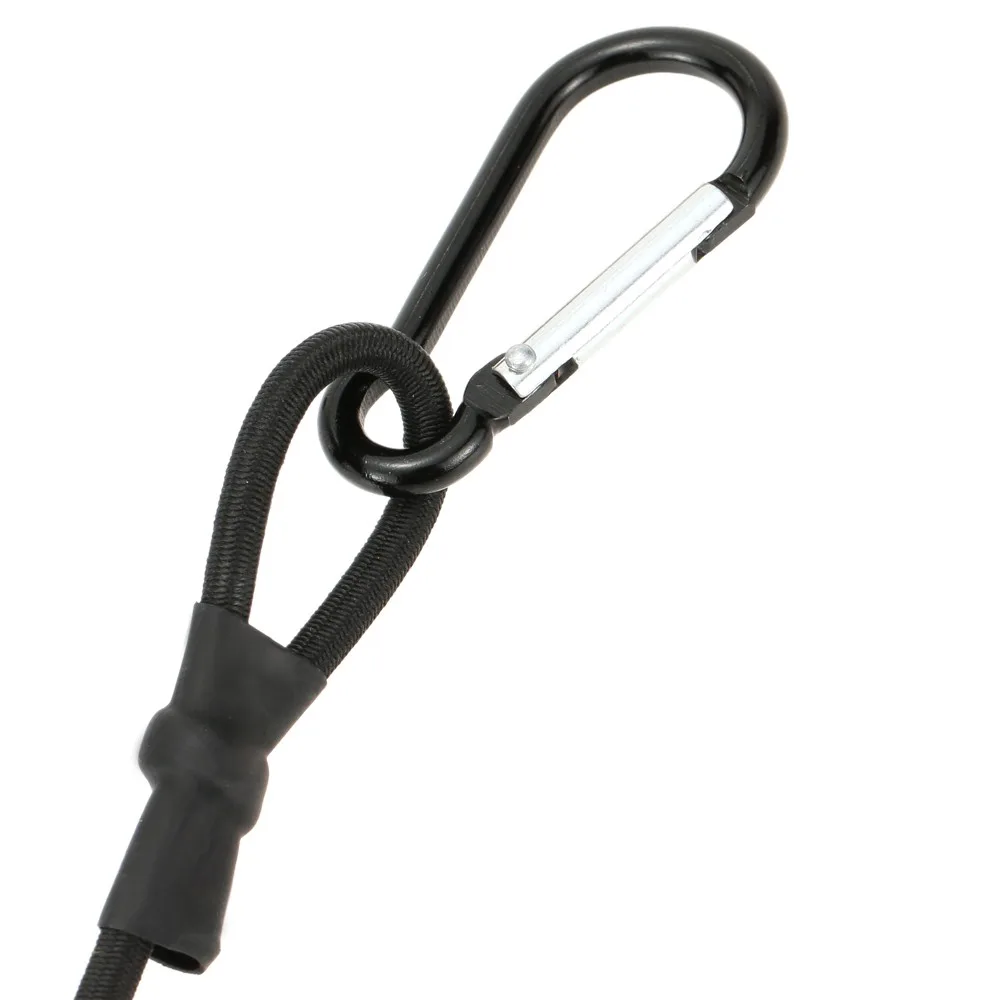 Securing Elastic Kayak Paddle Fishing Rod Pole Leash Bungee Cord With Carabiner Clip Buckle and Loop Tape Fastener Accessory