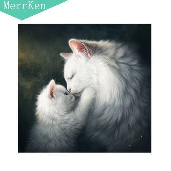 

5d Diy diamond painting cross stitch White cat diamond embroidery diamond mosaic home decor beading 35*35cm