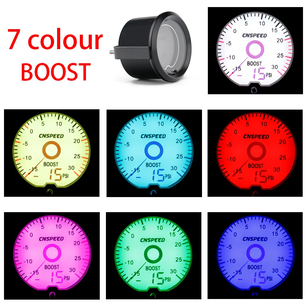 

CNSPEED 2"52mm Auto Digital Virtual Pointer Turbo Boost Gauge -15-45psi Led Light Turbo Boost Meter With Sensor Car Meter