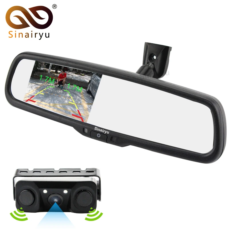 

Sinairyu 2in1 Original Bracket 4.3" Car Room Interior Mirror Parking Monitor With Rear View Camera and Video Parking Sensor