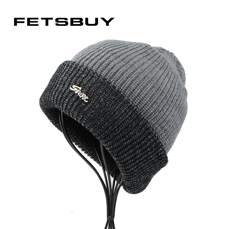 [FETSBUY] Winter Knitted Beanies Hat For Men Outdoor Balaclava Cap