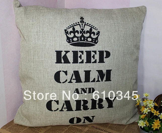 Keep Calm и Carry On льняная наволочка/декоративная подушка 45CX45CM натуральный грунт