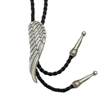 В Западном Стиле Ретро Серебряный Крыло ангела-хранителя Leather Rodeo Боло Bola галстуком-бабочкой ожерелье с галстуком для Для мужчин Gravatas Corbata Borboleta