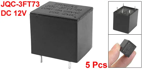 DC 12V Coil SPDT 5 Pin 1NO 1NC Mini Power Relay PCB Type JQC-3FT73 5 Pcs