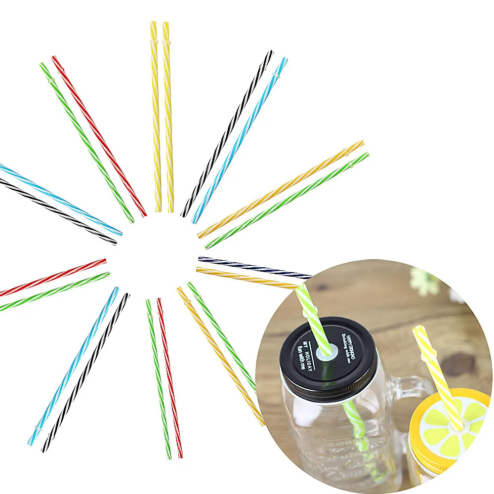

Party straws 10/20 PC colorful reusable hard plastic striped straws clean separation color thread double cup dedicated L0419