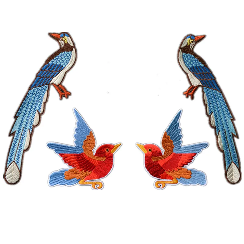 

Free Ship 4Pcs/Lot Bird Embroidery Large Patch Applique Fabric Iron Stick On Clothes Coat Dress Decorate Patchwork Accessory