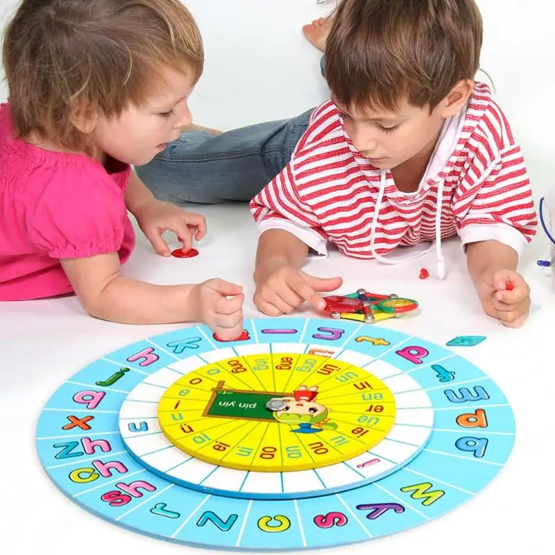 

Wooden Children Spelling Pinyin Turntable Learning Cognitive Children Toys