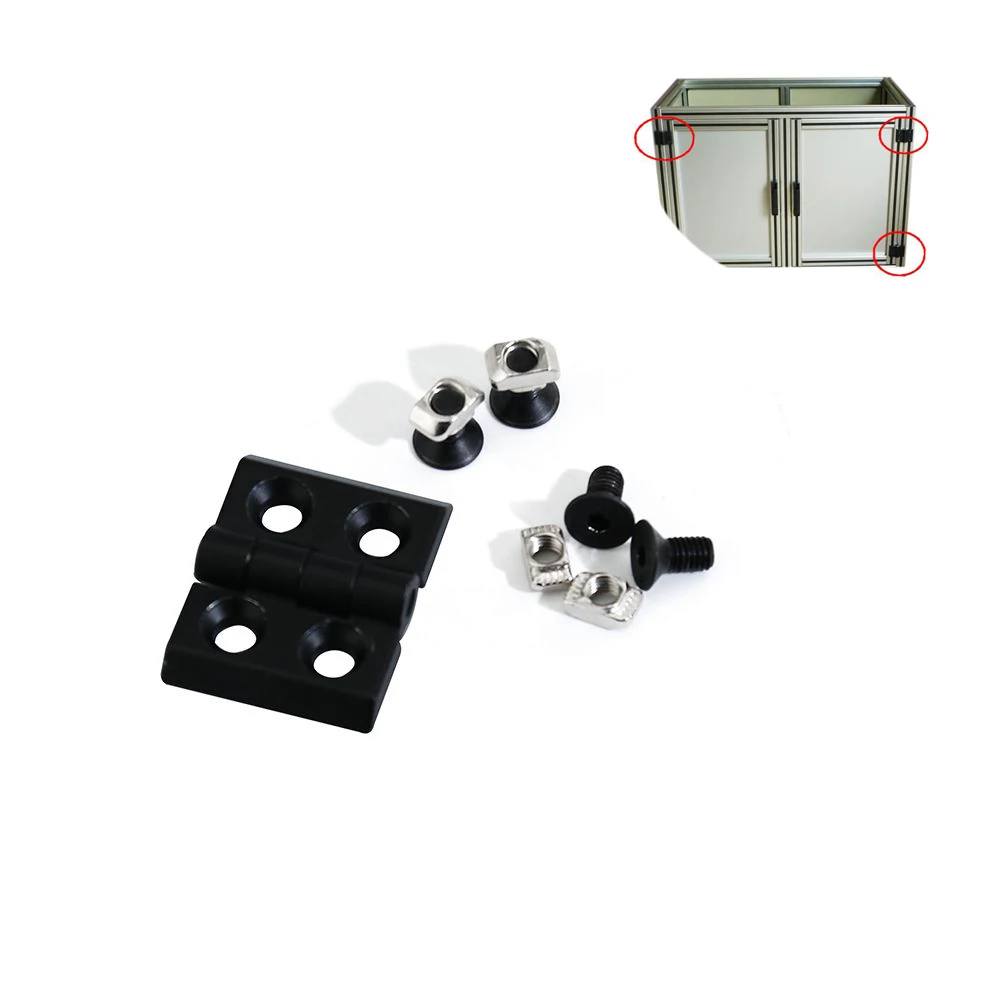 

Door Frame Black Metal Hinge with Screws and T nut for Slot Aluminum Extrusion Profile 2020 3030 4040 Series