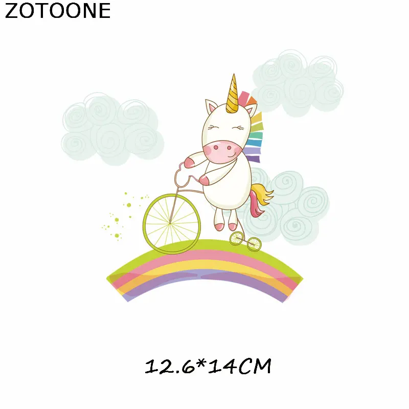 Термопатчи ZOTOONE с радужным единорогом для детских футболок платьев