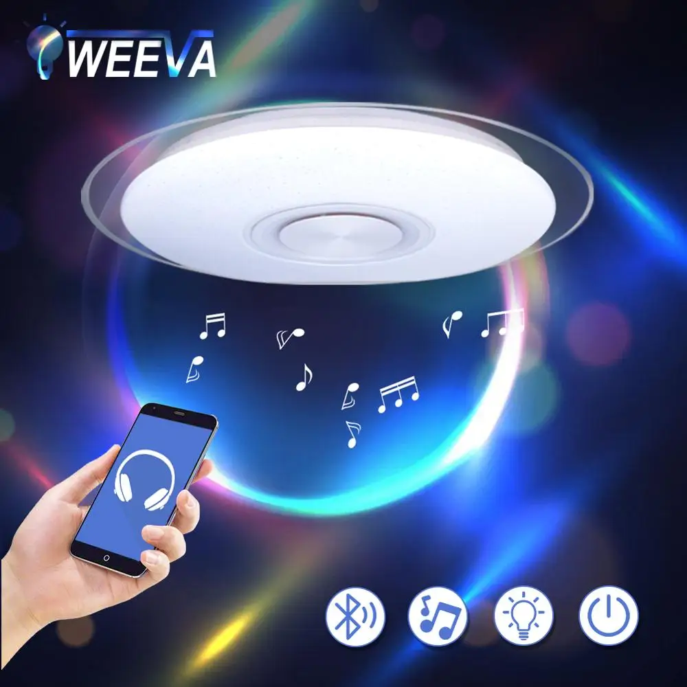 

Modern LED Ceiling Light Bluetooth Music RGB Dimmable Lamp 36W 40W APP Remote Control AC 220V 240V Colourful Party Bedroom