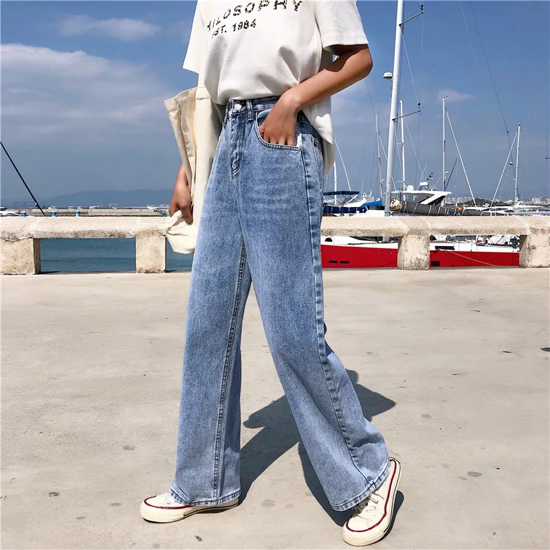 S-XL 2019 корейский стиль свободные джинсы с высокой талией для женщин прямые