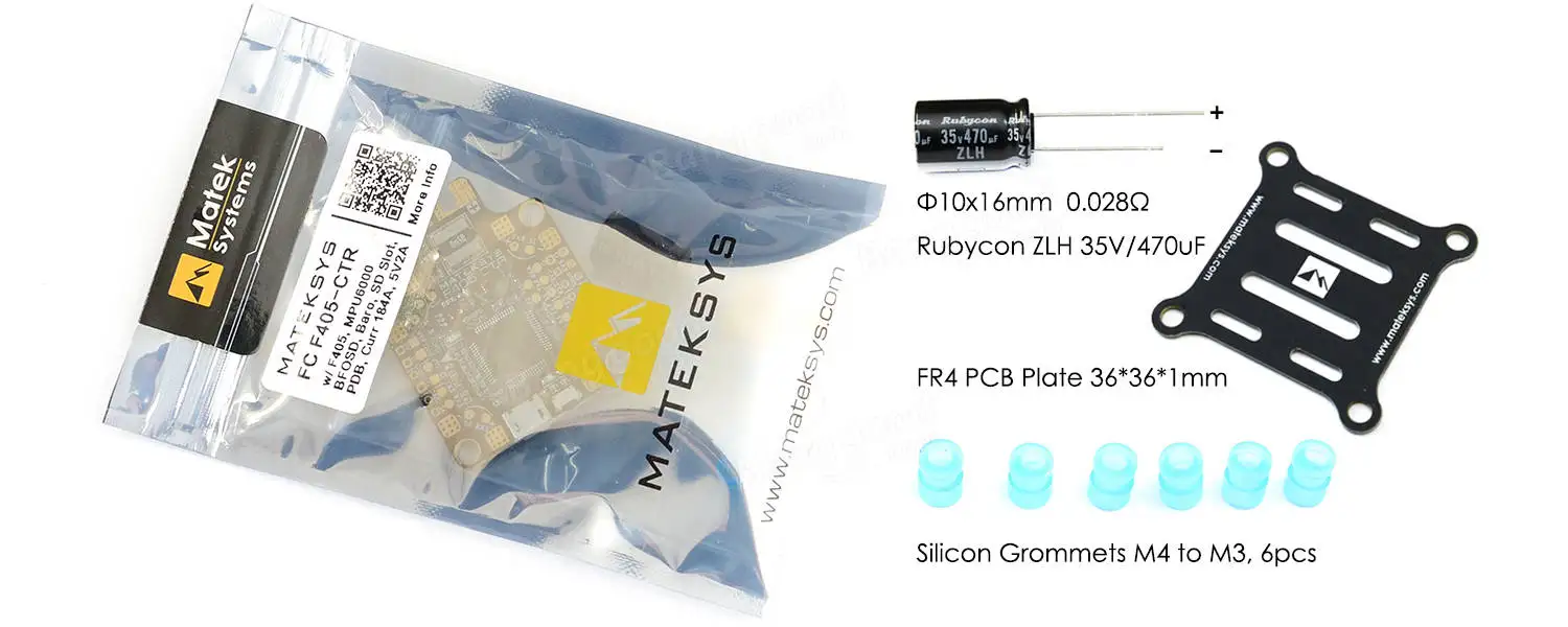 Matek Systems BetaFlight F405-CTR Flight Controller Built-in PDB OSD 5V/2A BEC Current Sensor for RC Drone