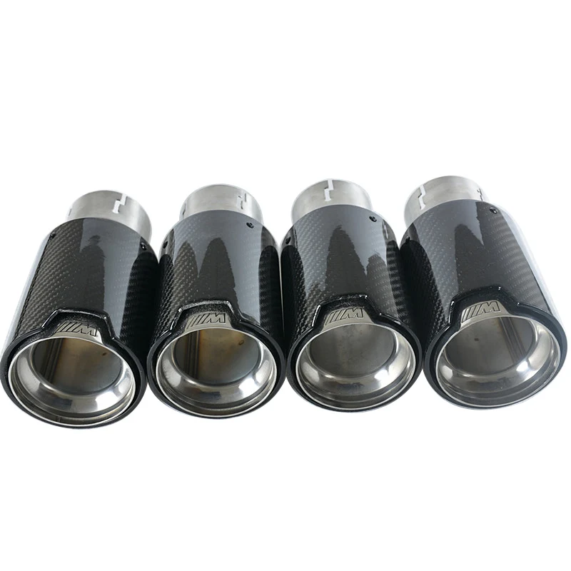 Free shipping 4PCS Brand New Car Carbon Fiber SUS304 Stainless Exhaust End Tail Tips 2 5