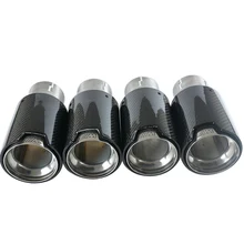 Free shipping 4PCS Brand New Car Carbon Fiber SUS304 Stainless Exhaust End Tail Tips 2.5” in, 3.5” out for BMW M3/ M4