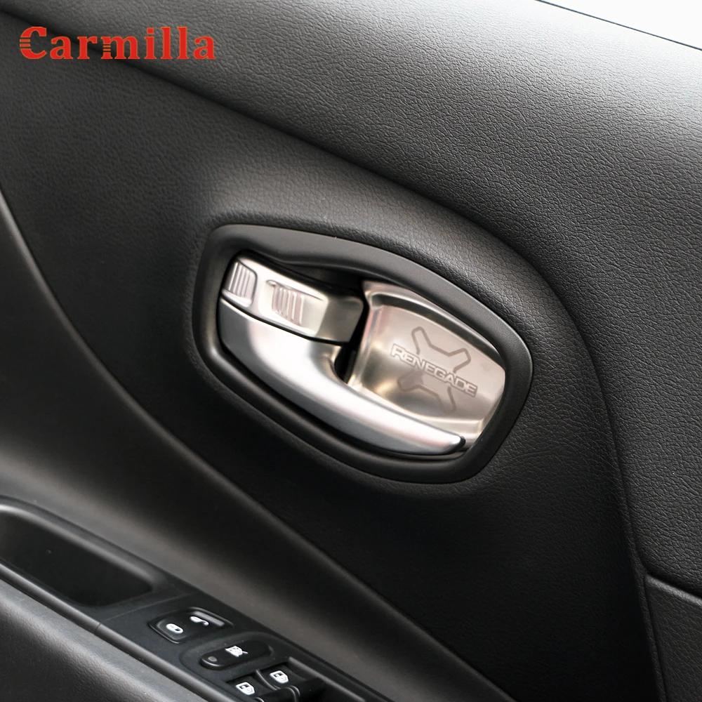  Car Interior Door Handle Bowl Pads Cover Molding Trim Stickers Fit for Jeep Renegade 2014 2015 2016