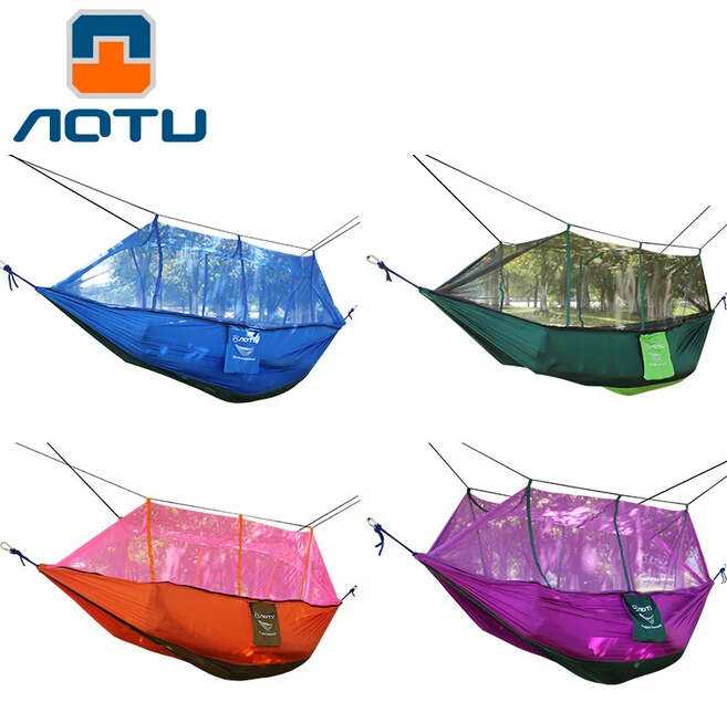

AOTU Mosquito Net Double Hammock Camping Survival Hammock Parachute Cloth Portable Pad Mat Sunshade Beach Tent Awning 260*140CM