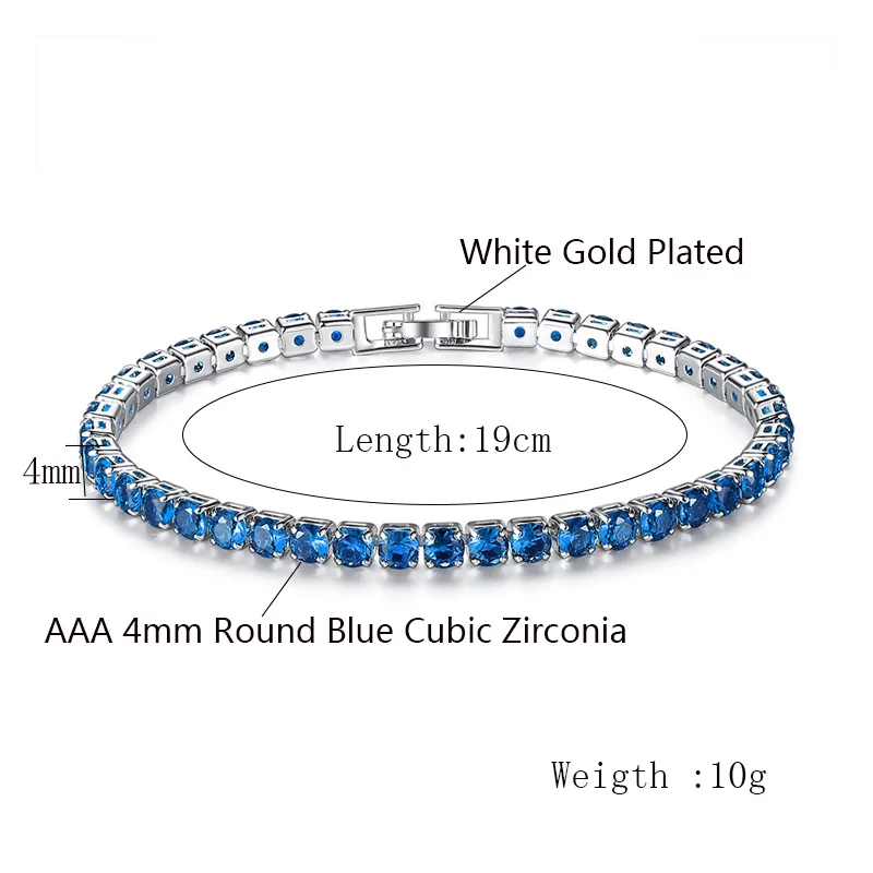 Синий AAA CZ кубический цирконий Neat теннис браслет для женщин День святого Валентина подарки модные цепи ювелирные изделия Bijoux