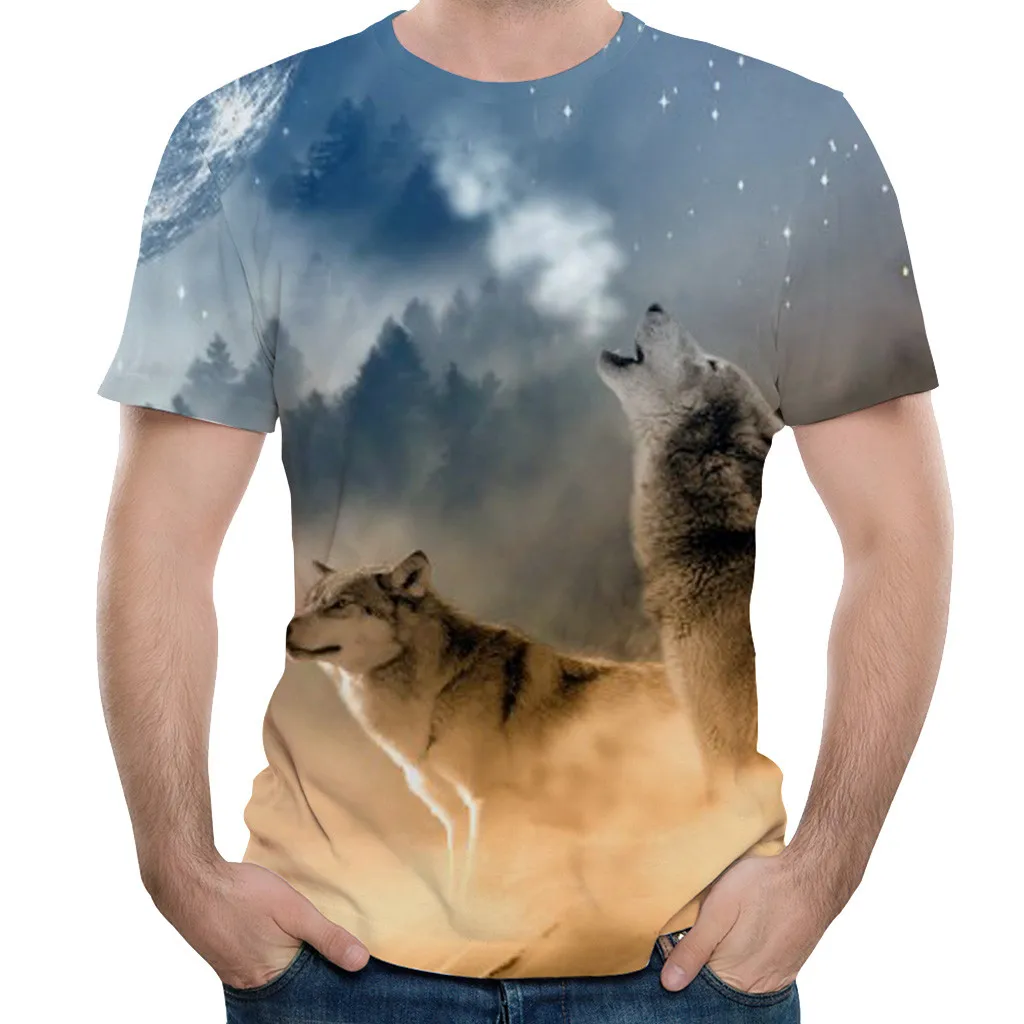 

Fashion Mens T-Shirt Unisex Spring And Summer Splash-ink Wolf 3D Printing Tees Shirt high quality Short Sleeve T-Shirt Men Tops