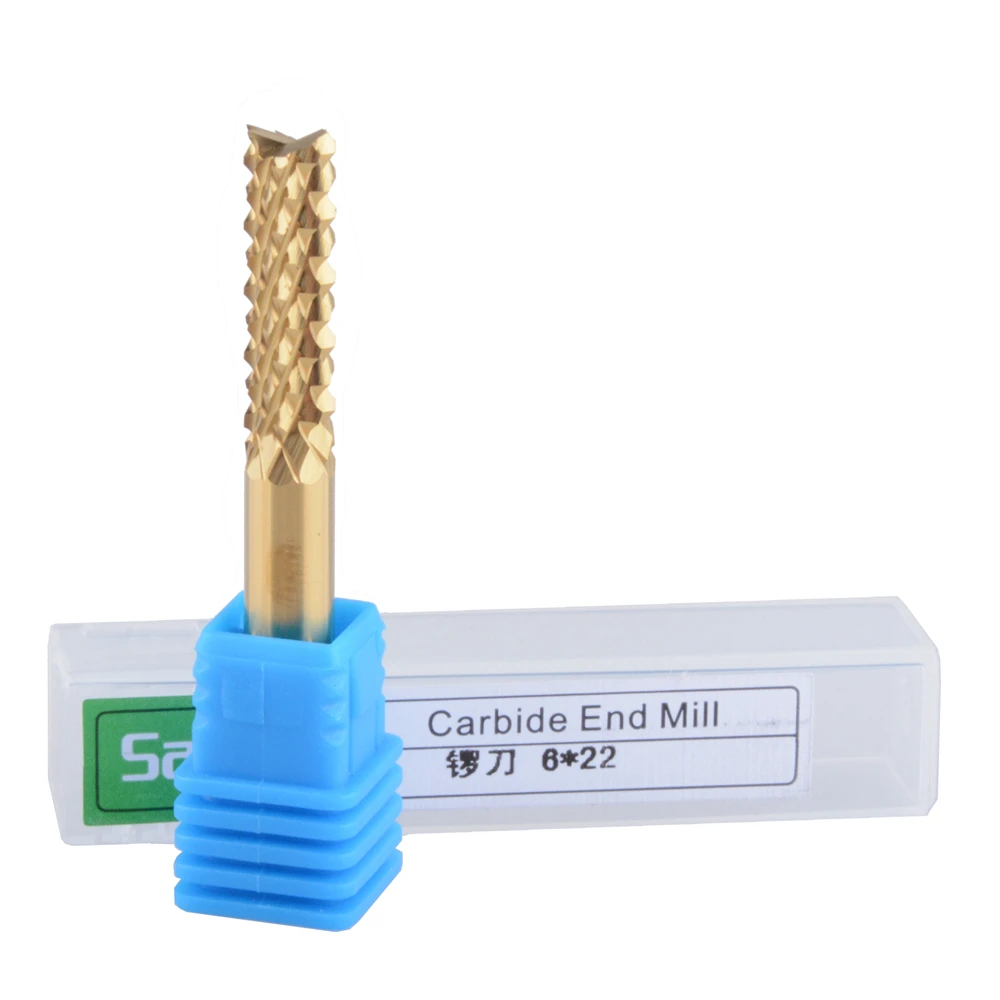 

2pcs 6x22mm TiN Carbide Tungsten Corn Cutter cutting PCB milling bits end mill CNC router bits for Engraving machine