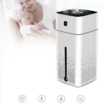 

1L Cool Mist Humidifier Large Capacity Air Humidifier Household Auto Shutdown Steam Atomization with Night Light