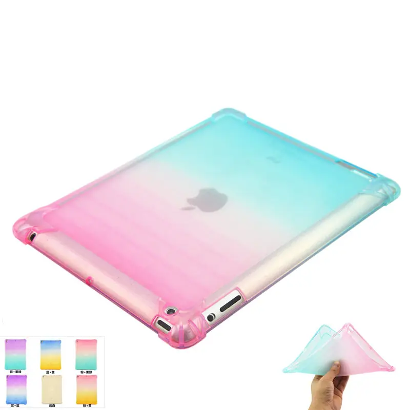 

Luxury Soft TPU Back Case Shockproof Colorfull Transparent Cover For iPad 2 3 4 ipad2 ipad3 ipad4 9.7 inch Tablet Funda Cases