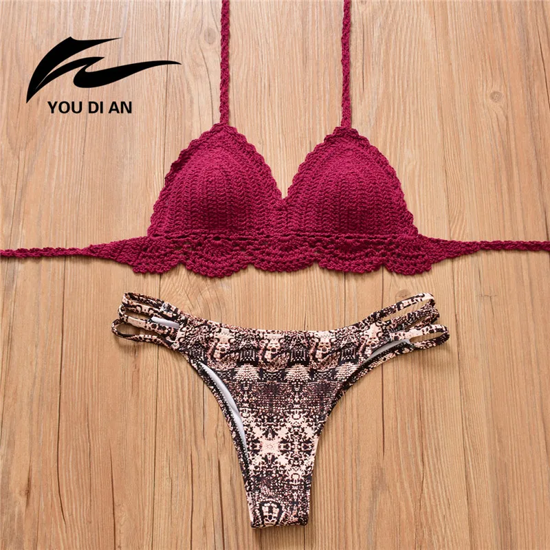 

Bikini Set Handmade Crochet Bikini Women Swimsuit Bathing Suit Female Bandage Swimwear Brazilian Biquini Swimsuits Swimwear