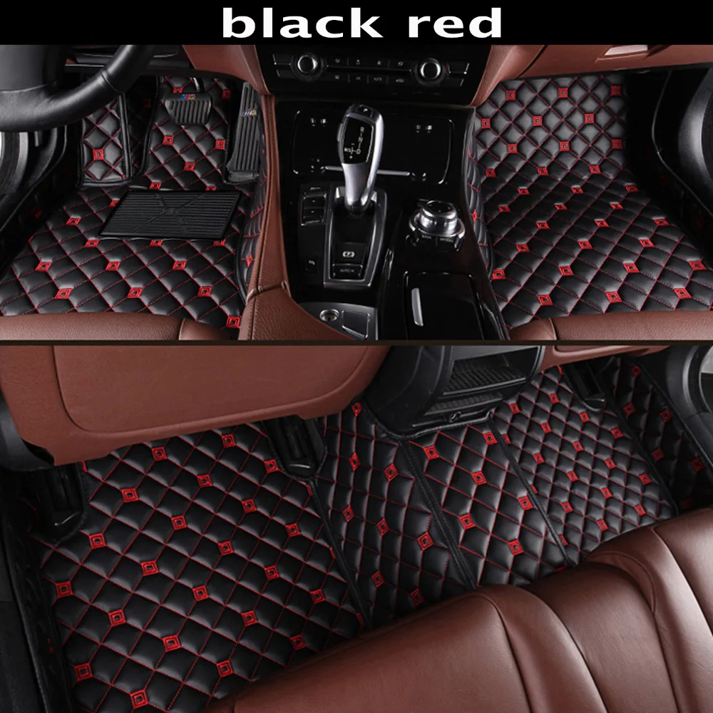 Muchkey Auto Fußmatten Leder Für Volvo V60 2000-2025 - Schwarz Blau