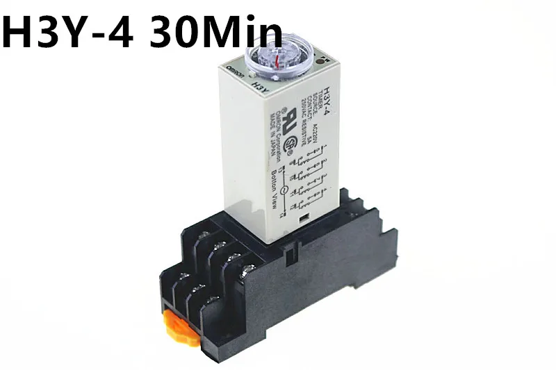 

0~30Min 220V H3Y-4 Power On Time Delay Relay Solid-State Timer 4PDT 14Pin&Socket H3Y-4 30Min
