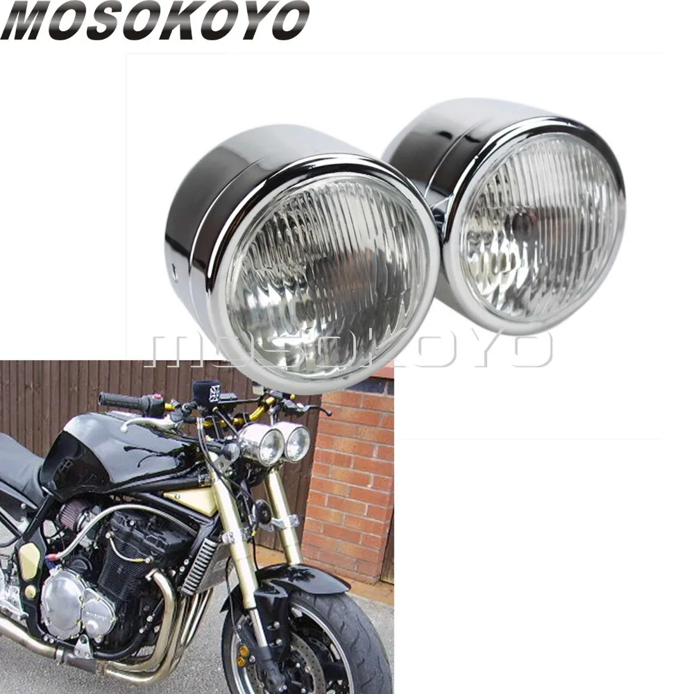 مصباح أمامي مزدوج من الكروم لـ Harley Cafe Racer Sv650 Vmax Cruiser Chopper مصباح أمامي مزدوج Aliexpress