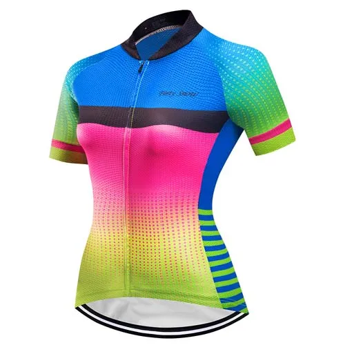 Дышащий комплект из Джерси для велоспорта, Летняя женская одежда с коротким рукавом для велоспорта, облегающий костюм, комплект одежды для велоспорта, платье, одежда для велоспорта - Цвет: only jersey 18