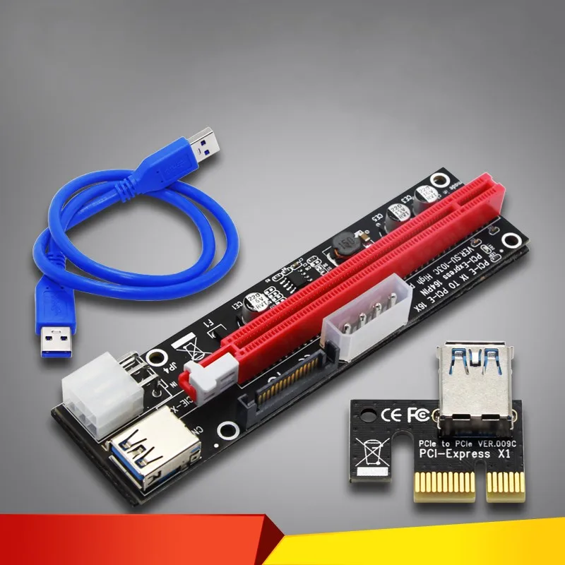 4pin 6pin SATA power PCI Express 16X Slot Riser Card USB 3,0 PCI-E pci-express 1x to 16x PCIE Riser для майнинга биткоина BTC