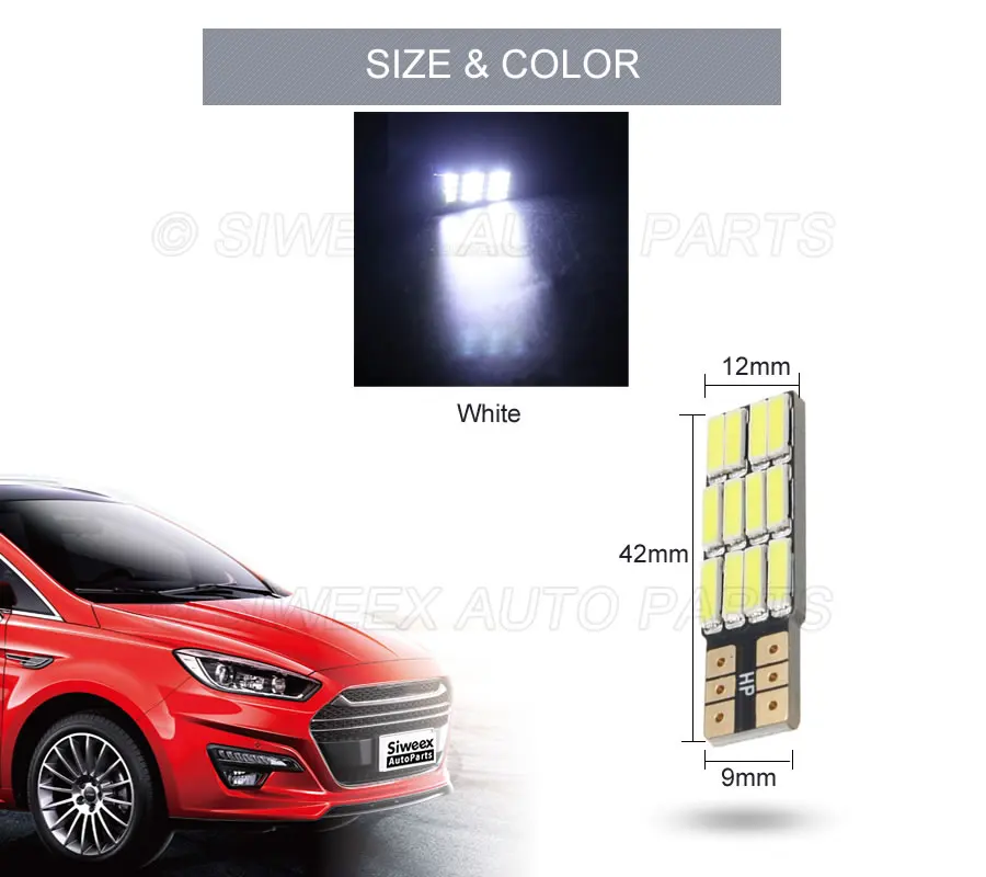 2 шт. T10 12-SMD 7020 светодиодный фонарь для автомобиля, номерной знак поворота, сигнальные огни, купольная лампа, долгий срок службы, без проводки, 12 В, белый