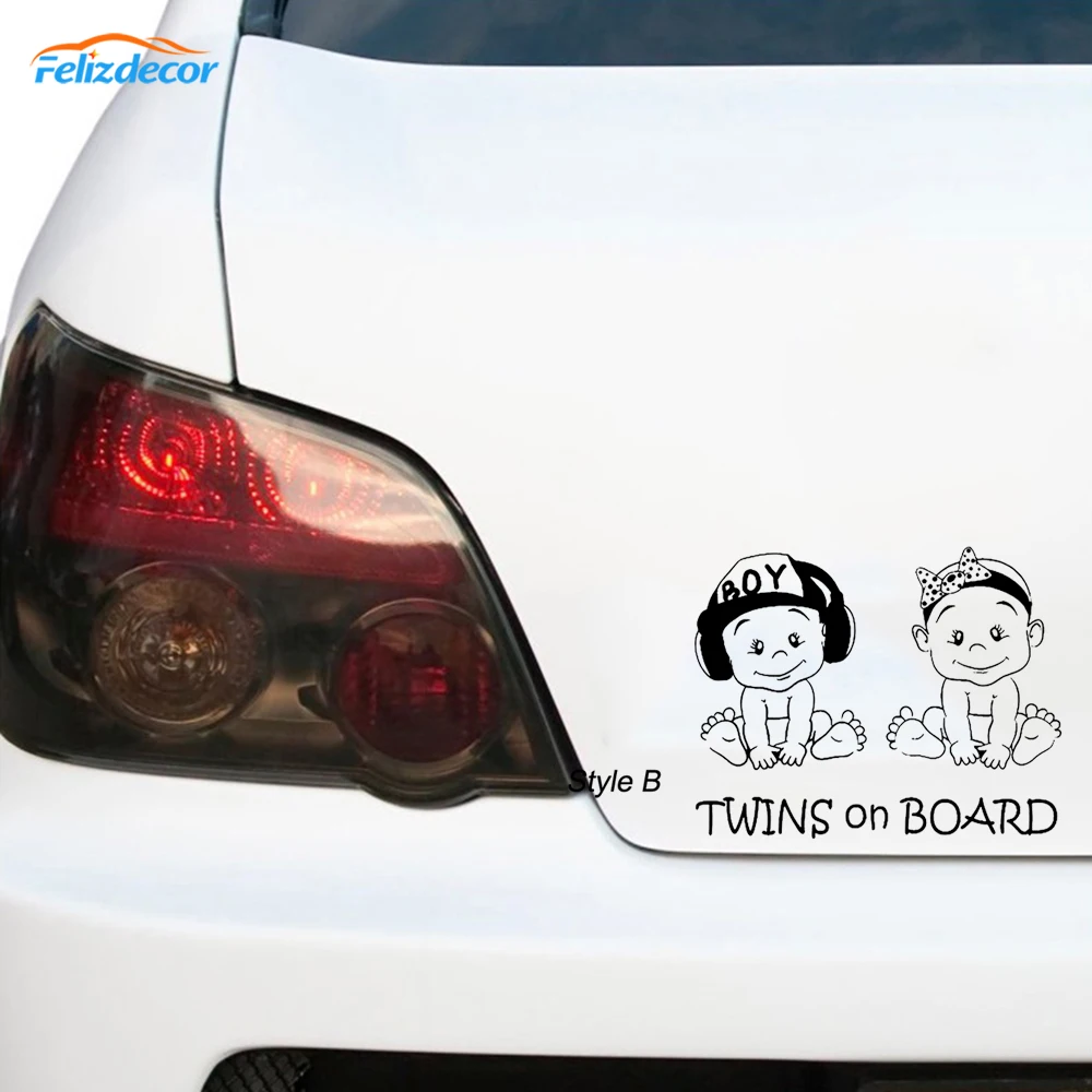 19*15 Lovely Twins on board Decal Car Stickers Cute Safety Sign Baby On Board For Car Window Vinyl Cars Decal Hot Selling L1027 - Image 5
