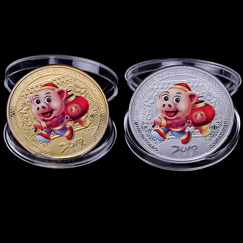 

2019 Pig Commemorative Coin Year of Pig Delivers Money Coins Collection New Year Gift Gold Plated Good Fortune Home Car Decor