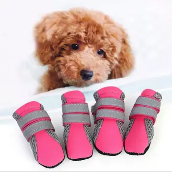 

4Pcs/Set Summer Pet Dog Shoes Breathable Diving Fabrics Small Large Dog'S Boots Non-Slip Reflective For ChiHuaHua