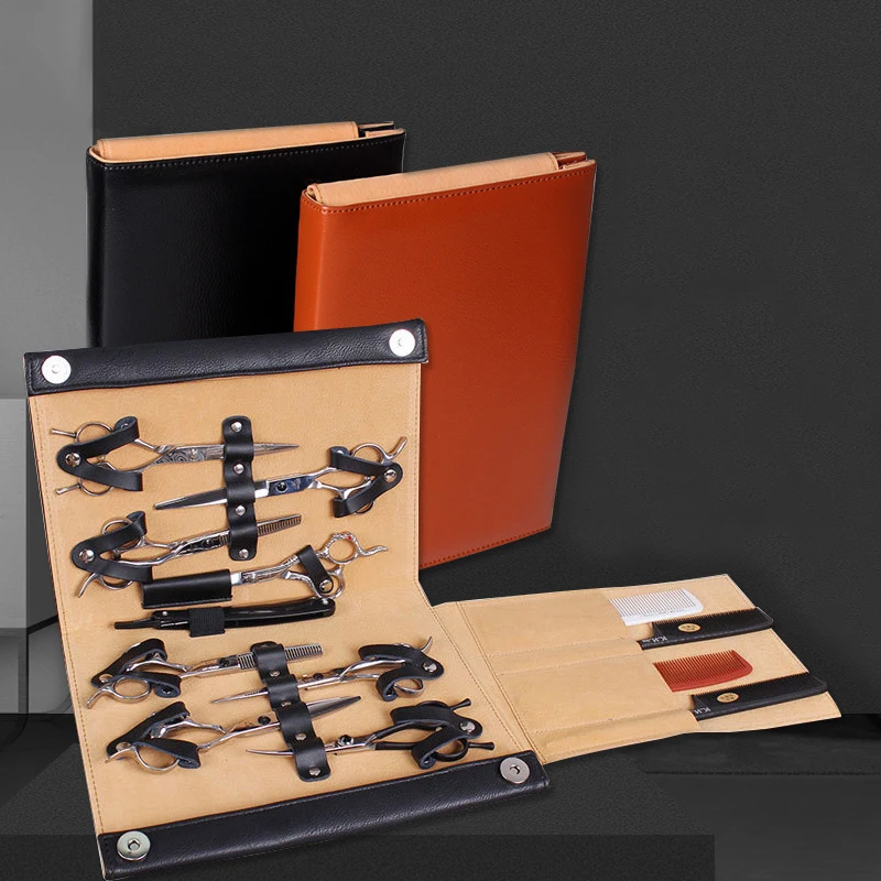 

Hairdresser Scissors Bag with Combs Case Foldable Leather Hair Cutting Scissor Board Hairdressing Tools Box Plate 2 Colors 1368