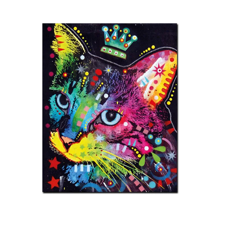 Hd Impression Abstraite Aquarelle Abstraite Chat Peinture A L Huile Sur Toile Pop Art Animal Mur Photo Pour Salon Canape Cuadros Decor Aliexpress