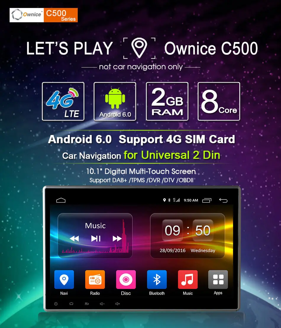 Perfect 10.1 inch 4G SIM LTE Android 6.0 8 Core 2GB RAM+32/16GB ROM Universal 2 din 2din 1 din 1din Car DVD Player GPS Radio Stereo TPMS 9