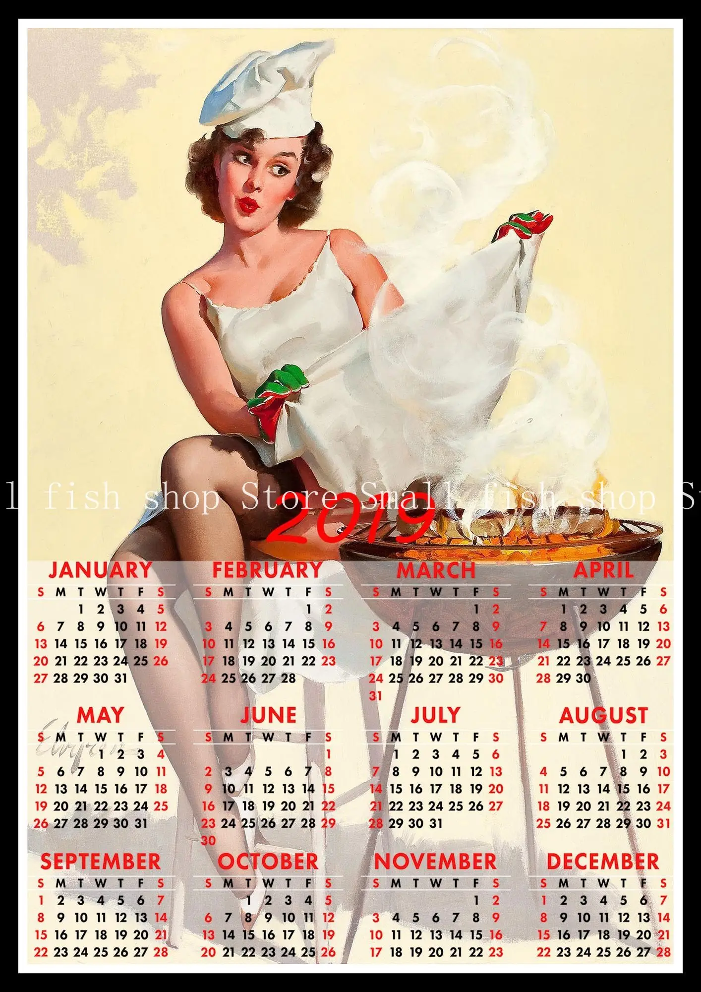 Сексуальная красота живопись календарь плакат домашние декоративные принадлежности белая мелованная бумага стикер на стену домашний декор - Цвет: Серебристый