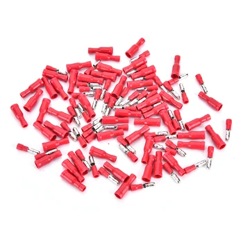

100pcs emale&Male Red Insulated F Bullet Butt Connector Wire Crimp Terminals