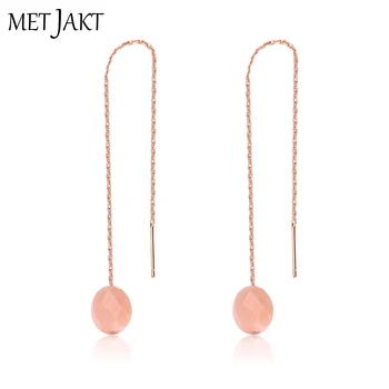

MetJakt Natural Agate Earring Ear Line & 14k Rose Gold Plated Jewelry Solid 925 Sterling Silver Earring for Women's Fine Jewelry