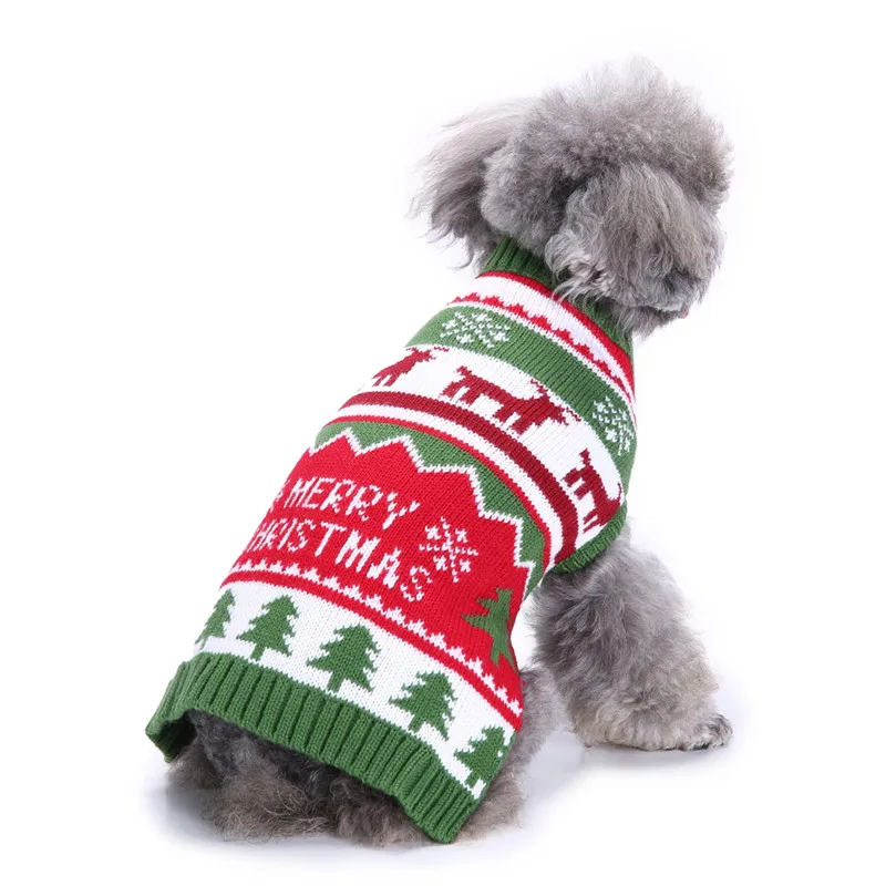 Великолепные КЭК свитера для домашних собак Рождество маленькая собака некрасивые свитера Рождественский северный олень дерево вязание крючком щенок трикотаж котенок праздничная одежда