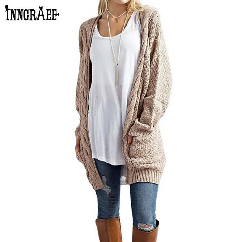 Cardigan Female Women Autumn Sweater Long Sleeve Knitted Outwear Jacket Pocket Cardigans NS8637 |