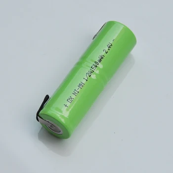 

1-2pcs 2.4V 1/2A rechargeable battery 1500mah 1/2 A ni-mh nimh cell with welding tabs pins for electric shaver razor toothbrush