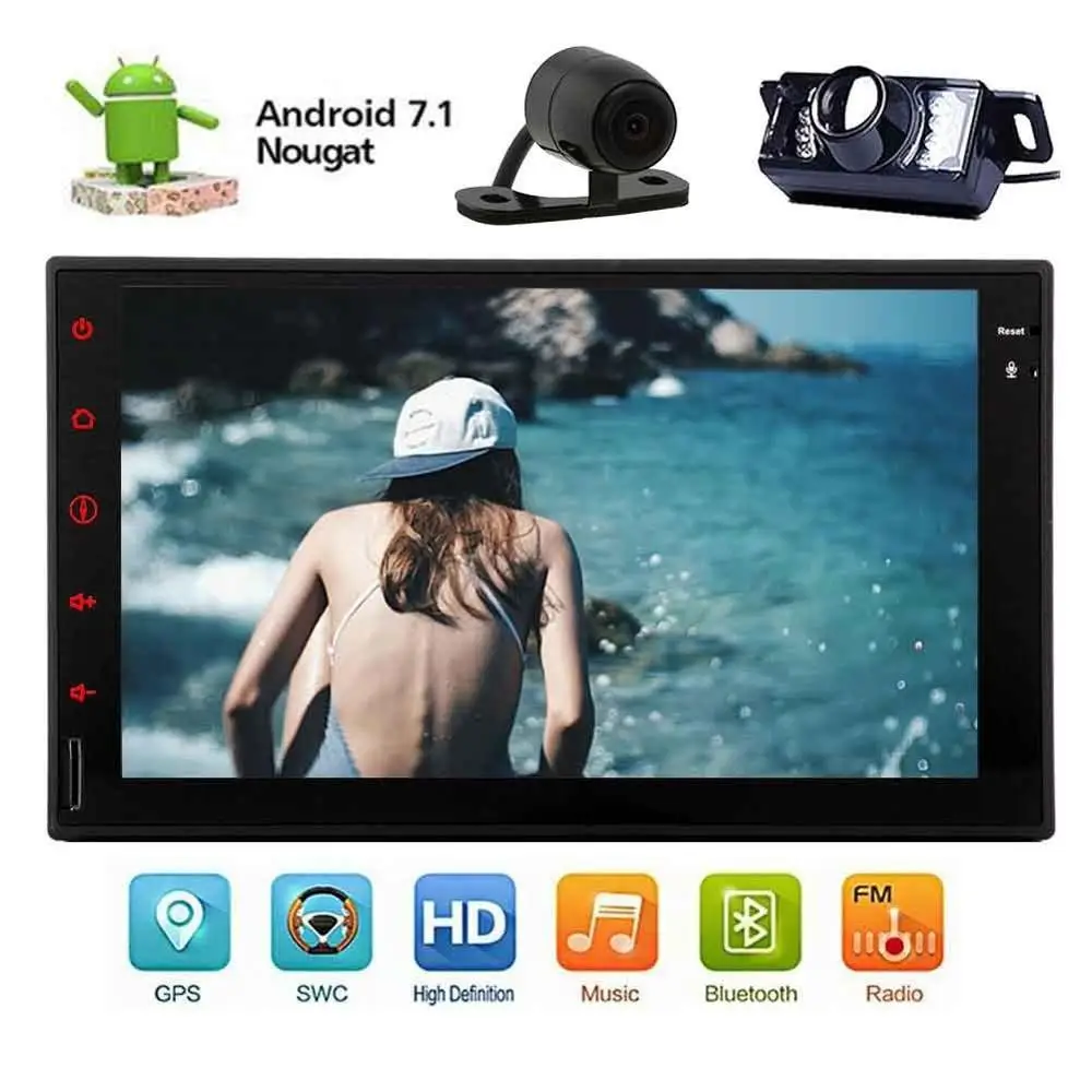 Best Front and backup cameras include! Android 7.1 8-core car audio Dual 2 DIN audio video receiver support WiFi 3G/4G 1080p OBD2 0