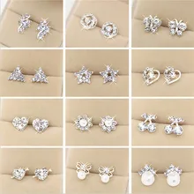 WLP brand jewelry new fashion Earring 2017 Fashion Brand Rhinestone Stud Earrings Women Alloy crystal Studs Earring For Women