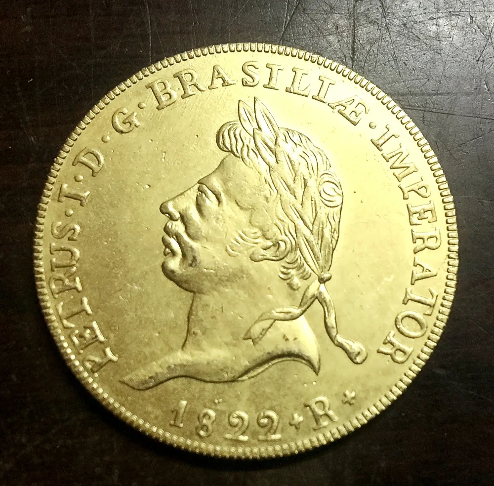 Buy 1822+R Brazil 22K Gold plated Coin from Reliable