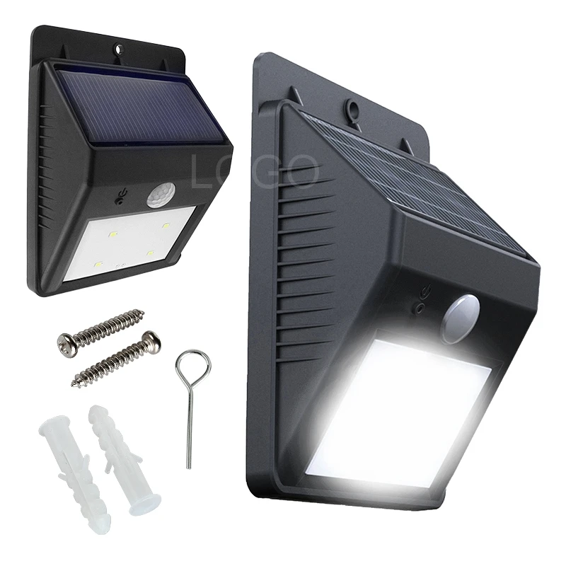 Waterproof Outdoor LED Solar Power Wall Light Human Body Motion Sensor Light Triangle Home Garden Yard Stairs Lamp